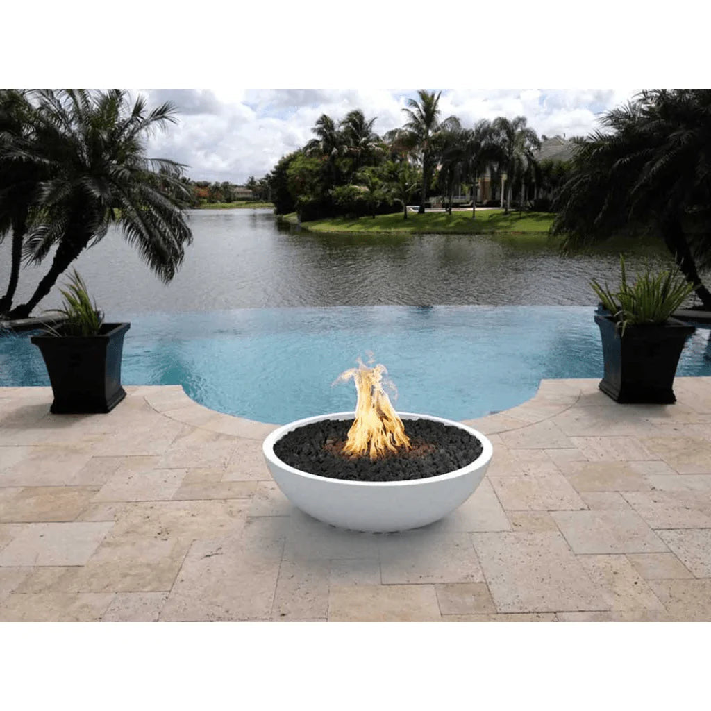 The Outdoor Plus - Sedona Narrow Ledge GFRC Concrete Round Natural Gas Fire Pit 60"