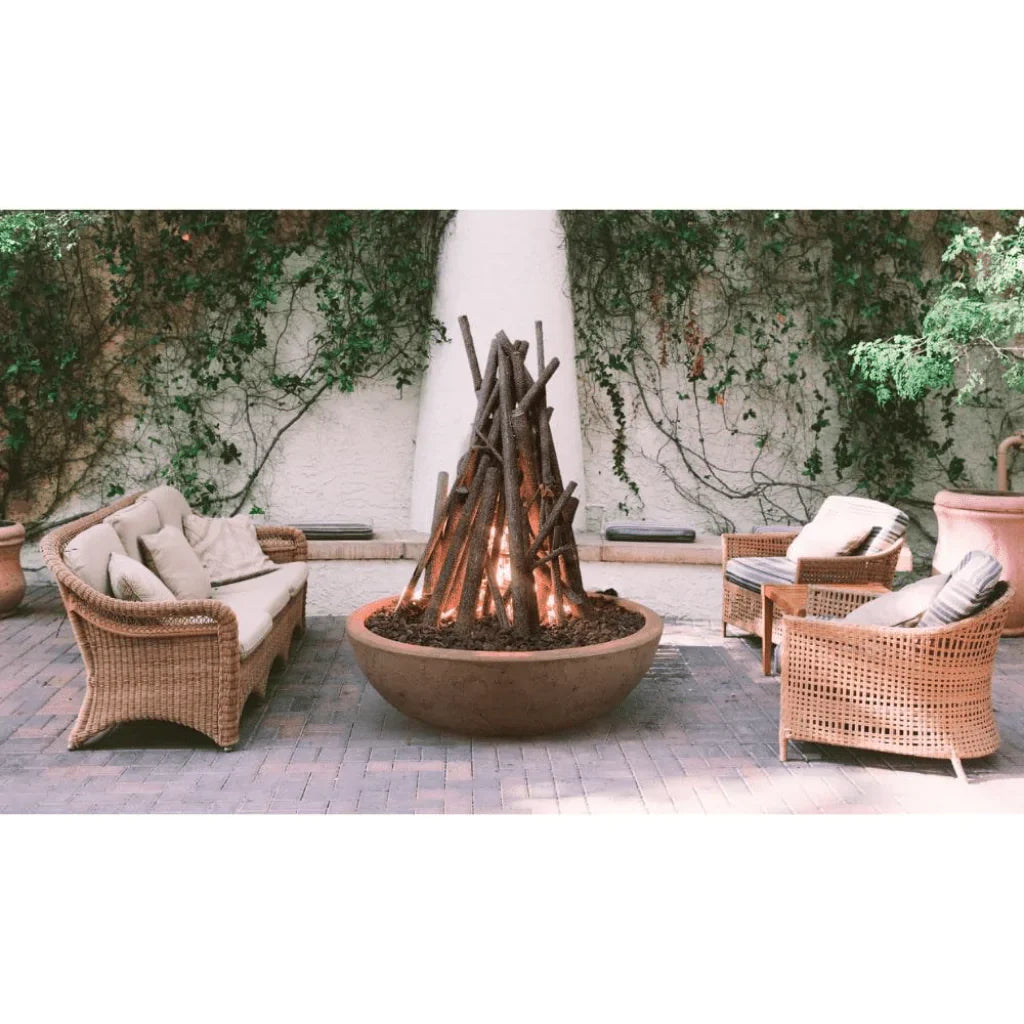 The Outdoor Plus 48 Inch Sedona Narrow Ledge GFRC Concrete Round Liquid Propane Fire Pit