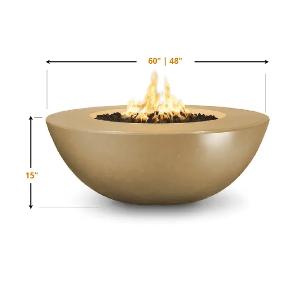 The Outdoor Plus Sedona Wide Ledge GFRC 48 Inch Concrete Round Natural Gas Fire Pit