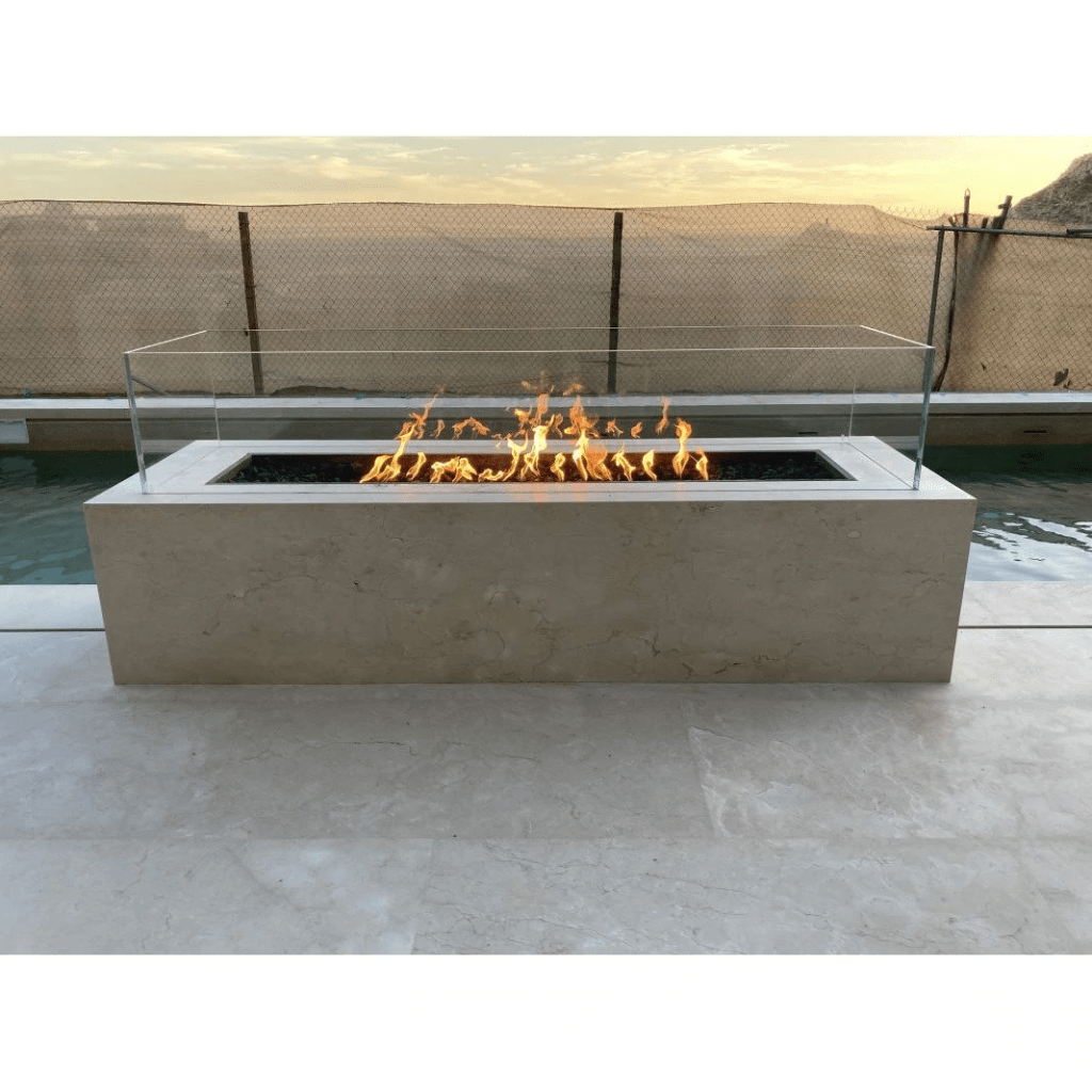 The Outdoor Plus - Cabo Linear GFRC Concrete Rectangle Natural Gas Fire Pit 56"