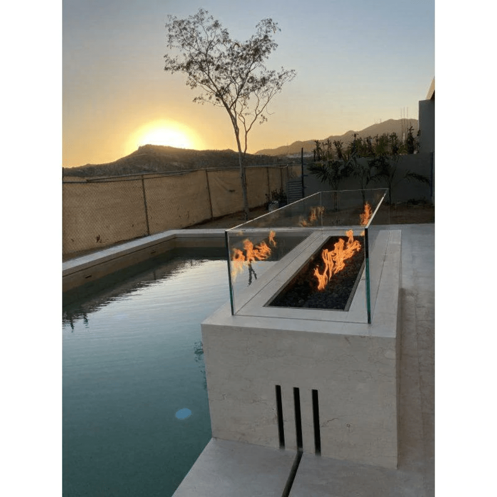 The Outdoor Plus - Cabo Linear GFRC Concrete Rectangle Natural Gas Fire Pit 56"