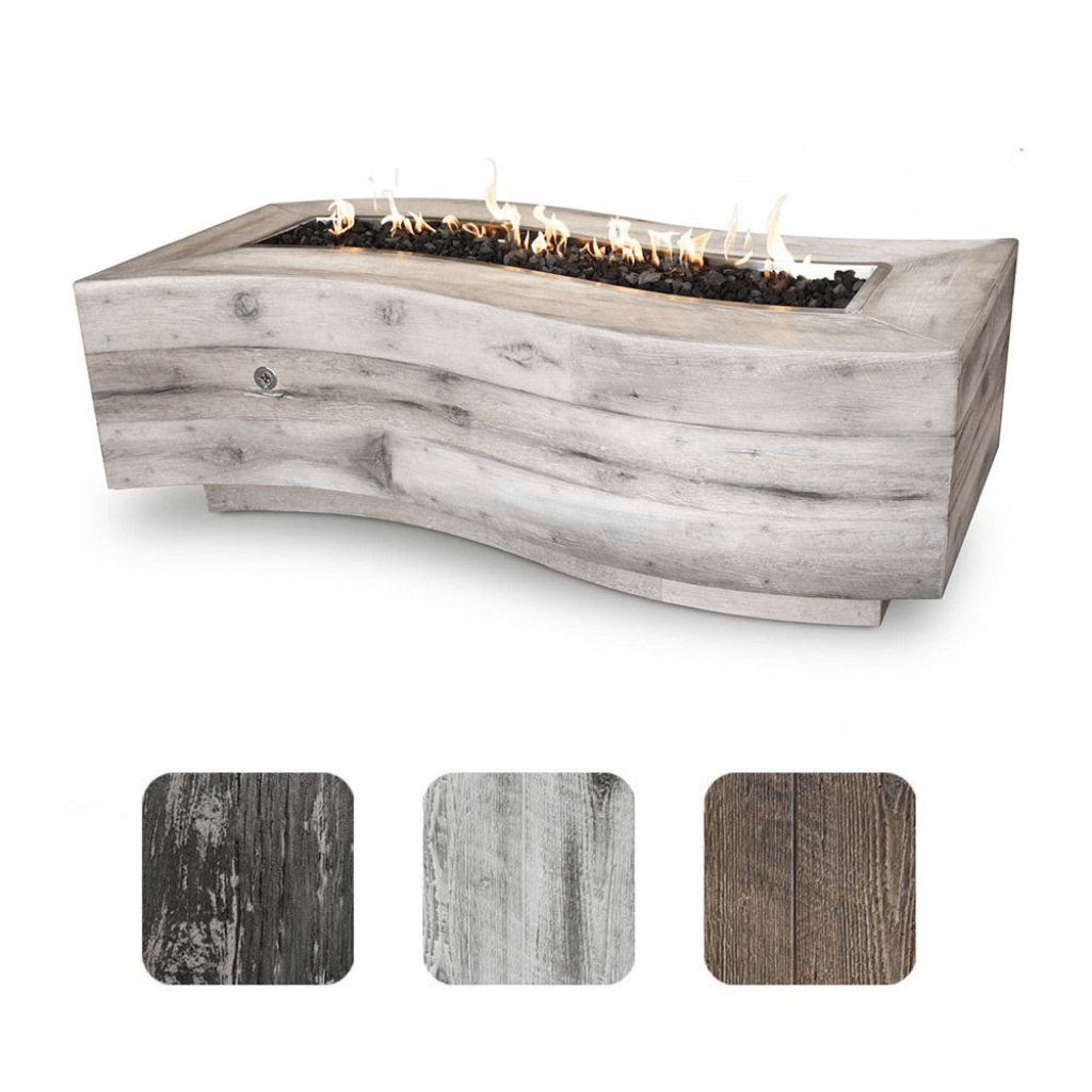 Big Sur Rectangle Propane Fire Pit - 60" GFRC Wood Grain Concrete Design - The Outdoor Plus
