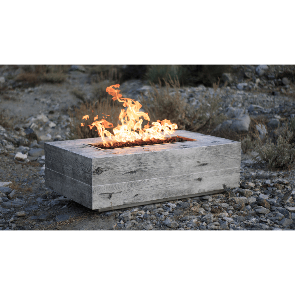 The Outdoor Plus Coronado GFRC Wood Grain 60 Inch Concrete Rectangle Gas Fire Pit
