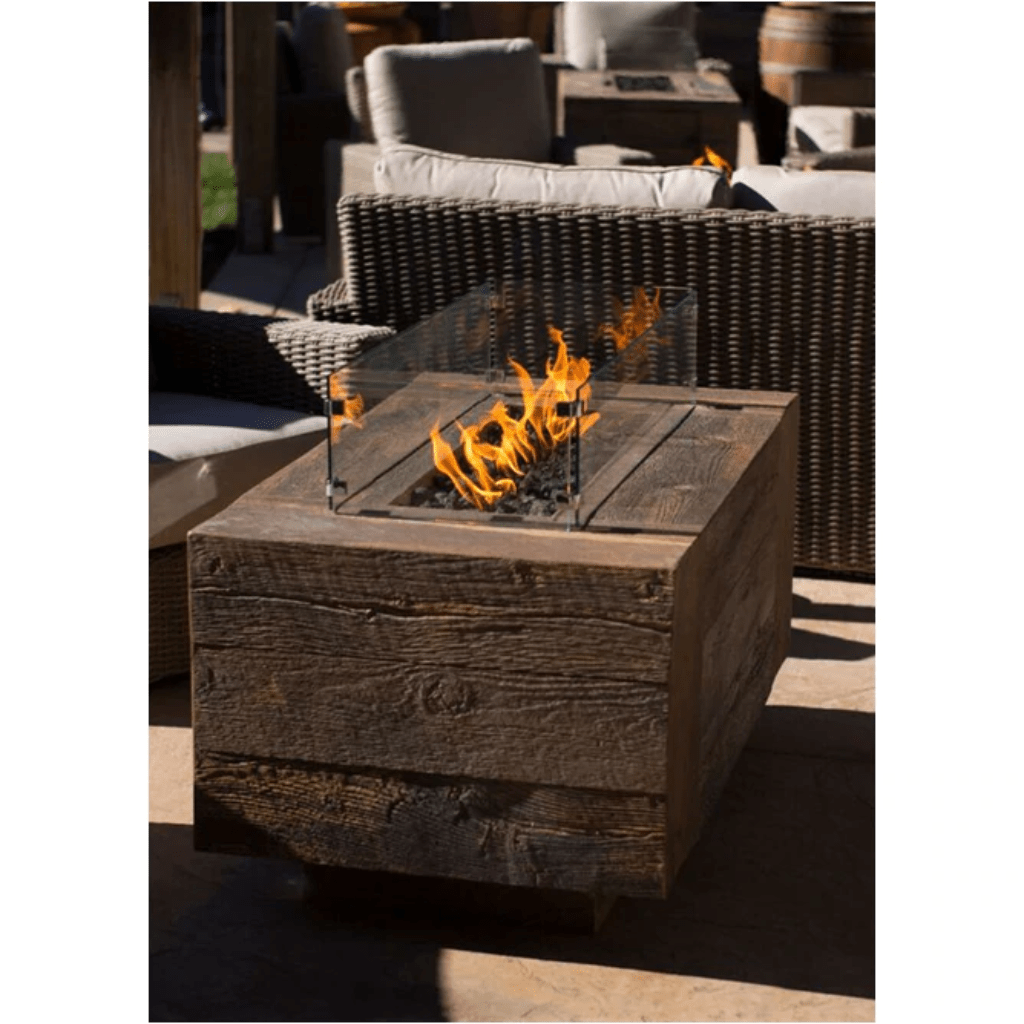 The Outdoor Plus - Catalina GFRC Wood Grain Concrete Rectangle Gas Fire Pit 72"
