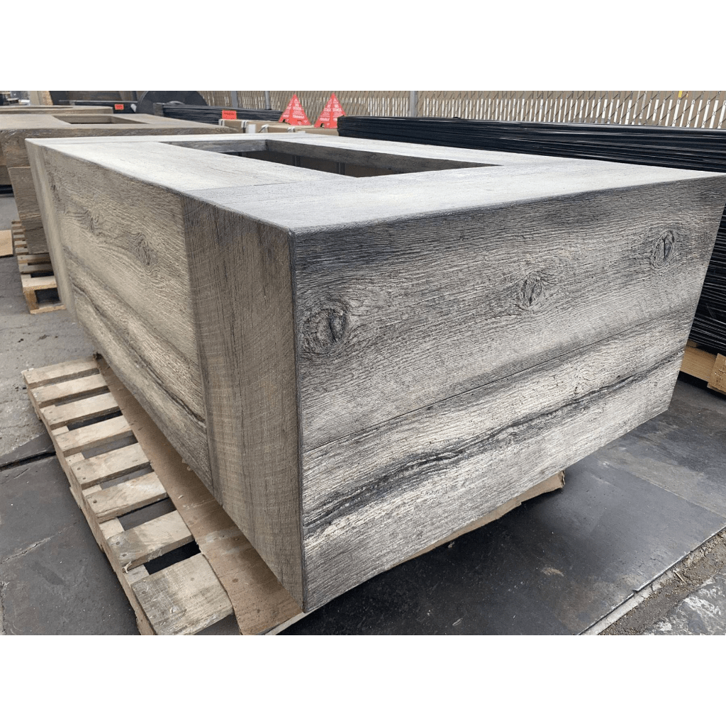 The Outdoor Plus Coronado GFRC 72 Inch Wood Grain Concrete Rectangle Gas Fire Pit