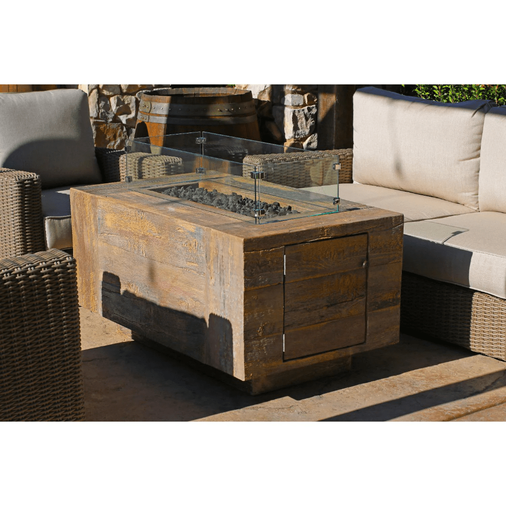 The Outdoor Plus - Catalina GFRC Wood Grain Concrete Rectangle Gas Fire Pit 84"
