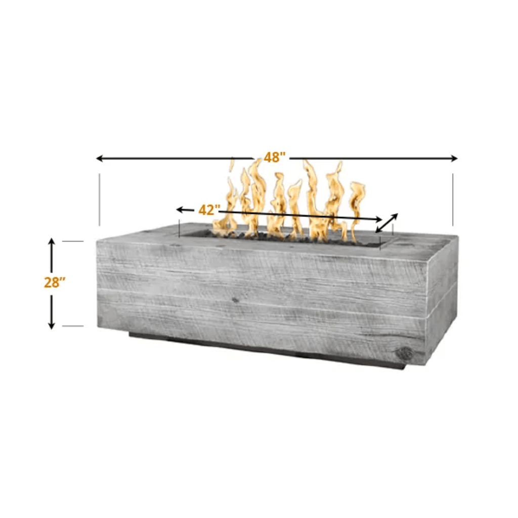 The Outdoor Plus - Coronado GFRC Wood Grain Concrete Rectangle Gas Fire Pit 84"