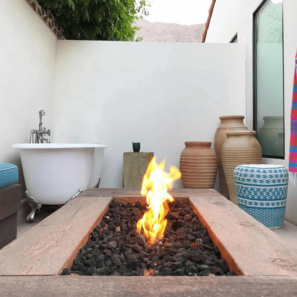 The Outdoor Plus - Coronado GFRC Wood Grain Concrete Rectangle Gas Fire Pit 84"