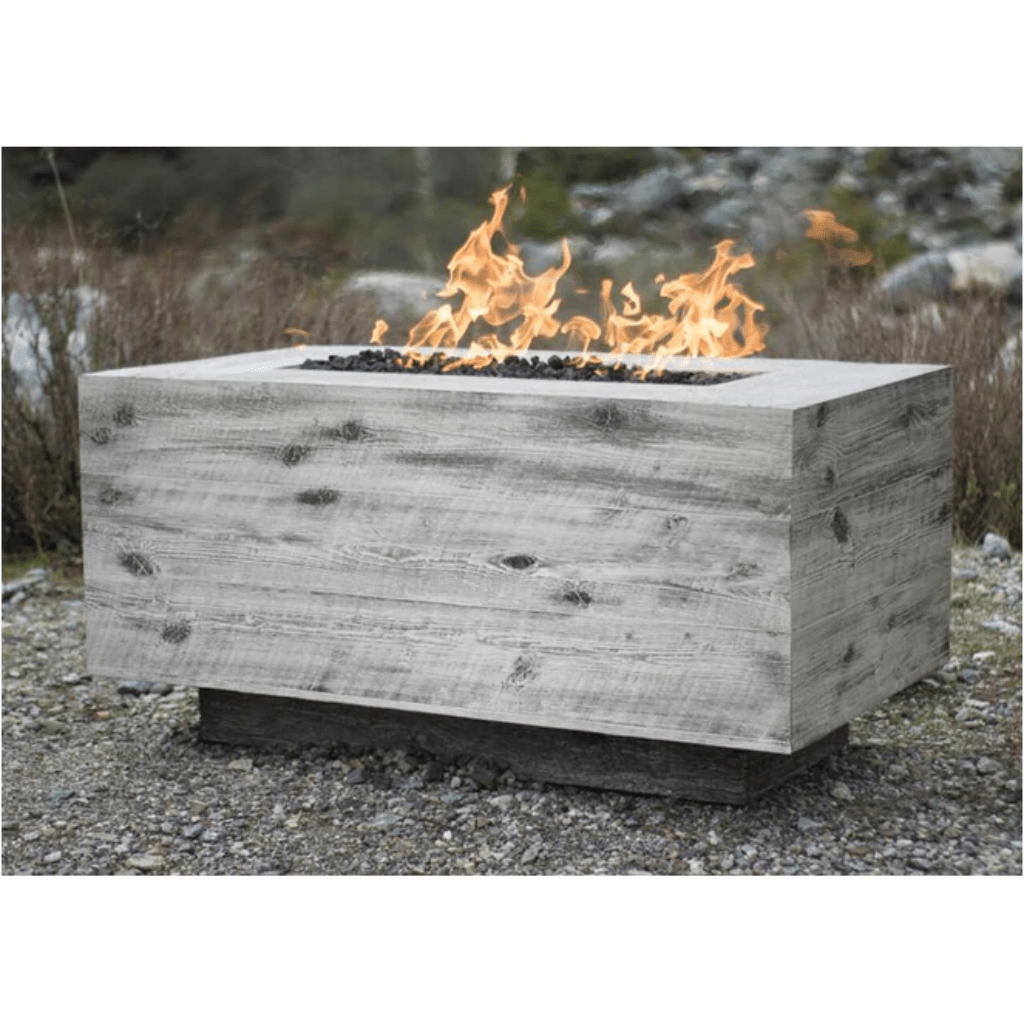 The Outdoor Plus - Catalina GFRC Wood Grain Concrete Rectangle Gas Fire Pit 96"