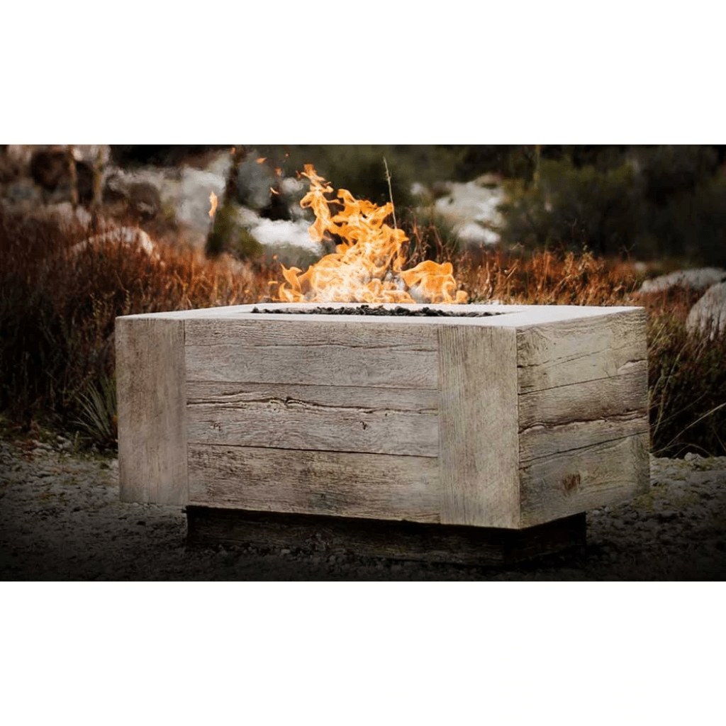 The Outdoor Plus - Catalina GFRC Wood Grain Concrete Rectangle Gas Fire Pit 96"