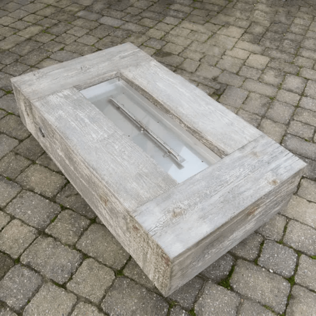 The Outdoor Plus OPT-COR96-EBN-NG Coronado GFRC Wood Grain 96 Inch Concrete Rectangle Gas Fire Pit