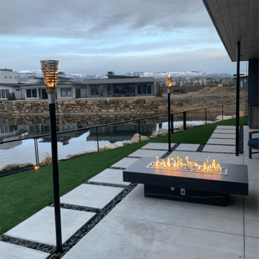 The Outdoor Plus - Newport GFRC Concrete Rectangle Liquid Propane Fire Table 120"