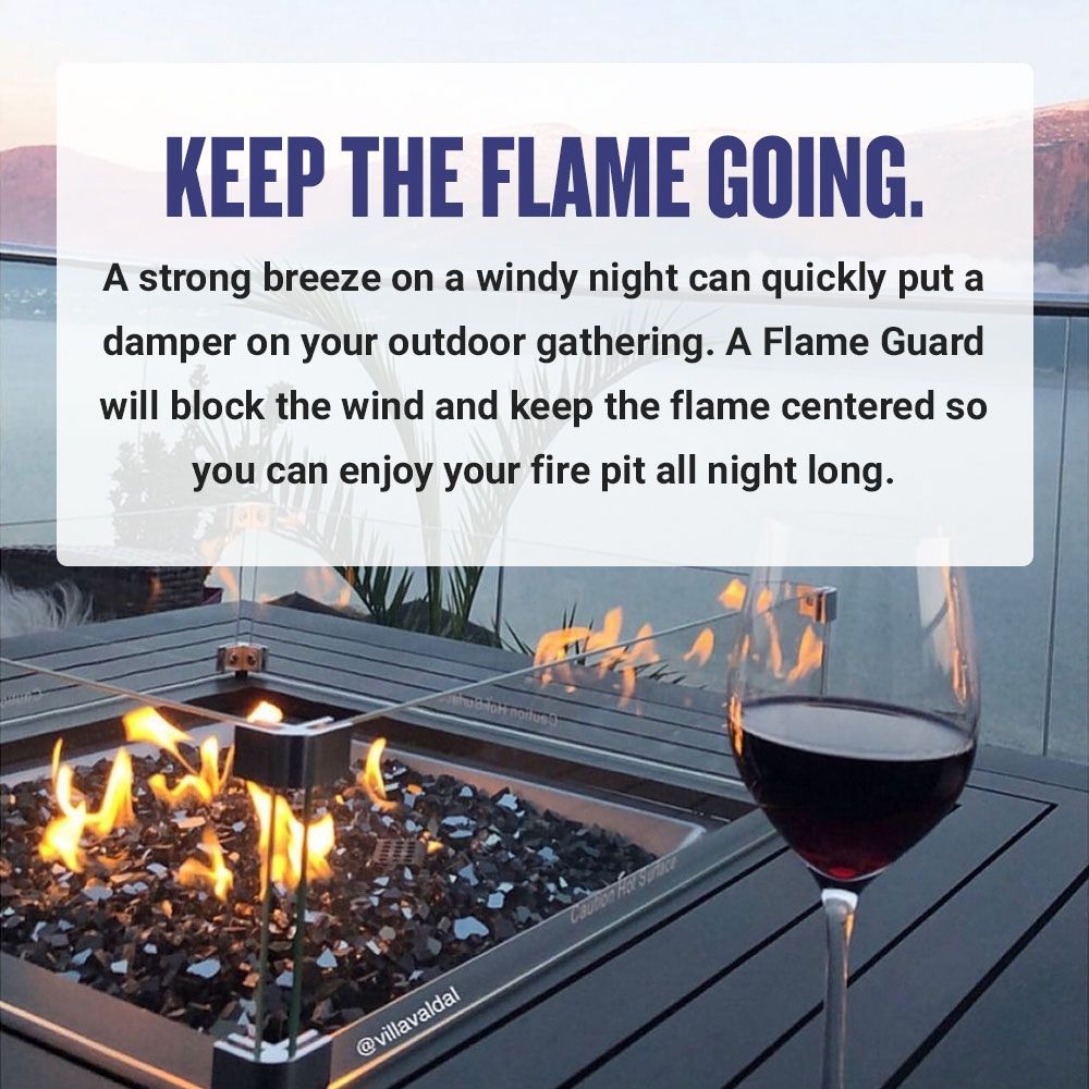American Fire Glass Square Glass Flame Guard for 36" Square Drop-In Fire Pit Pan