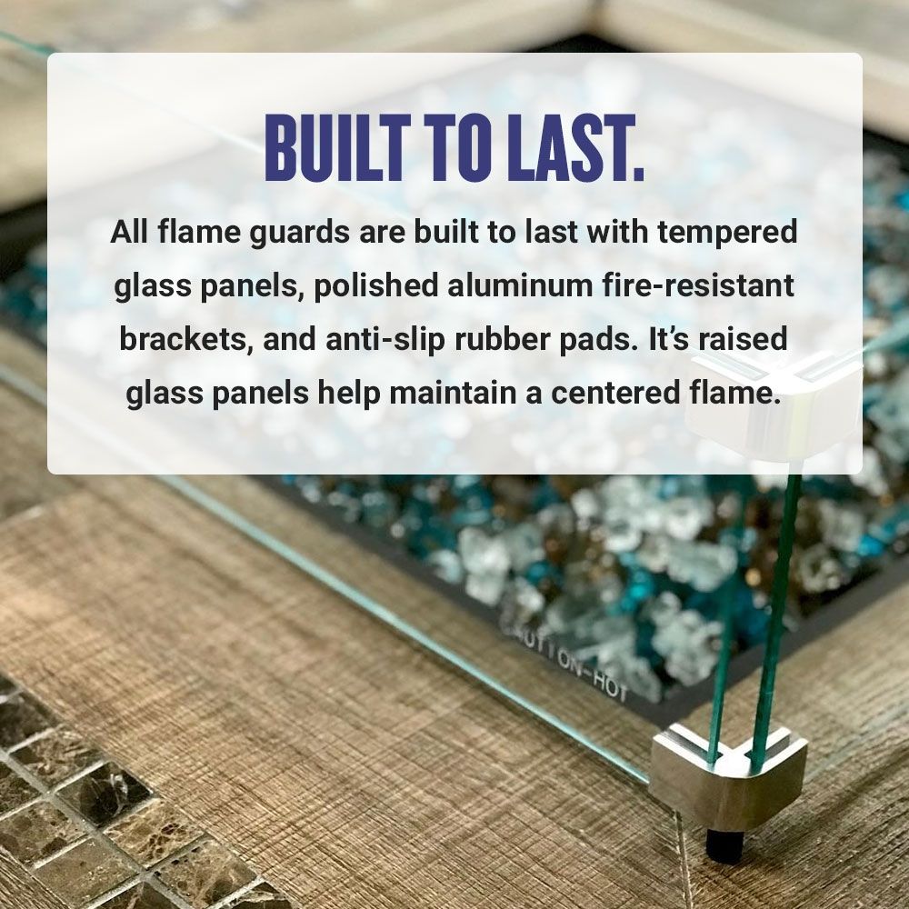 American Fire Glass Square Glass Flame Guard for 30" Square Drop-In Fire Pit Pan