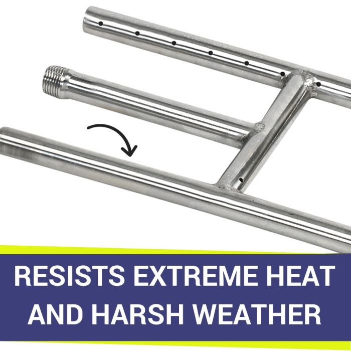 American Fire Glass 12" x 6" Stainless Steel H-Style Burner - Natural Gas
