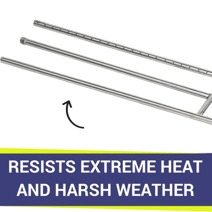American Fire Glass 48" x 8" Stainless Steel H-Style Burner - Natural Gas