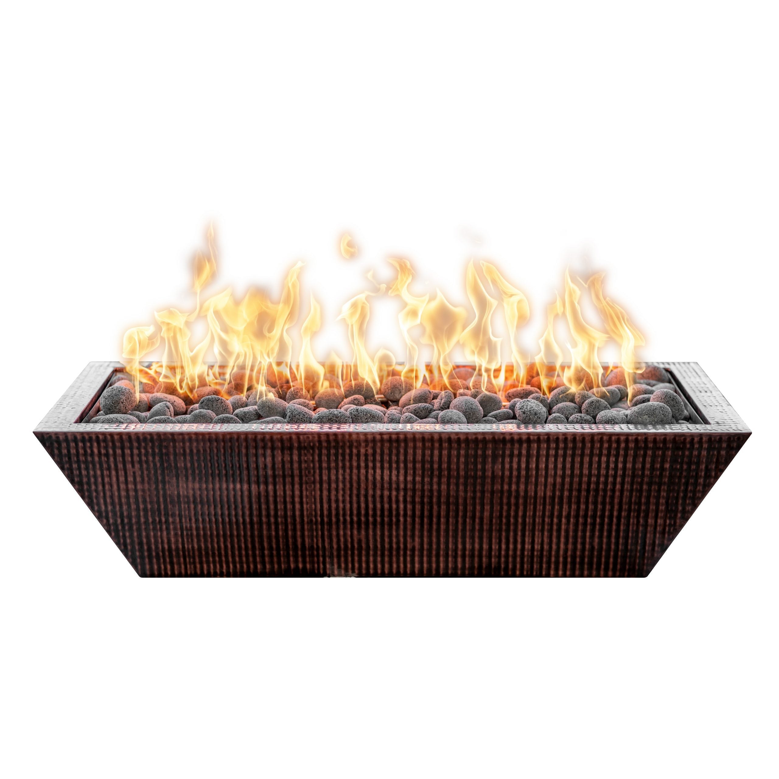 The Outdoor Plus - Linear Maya Hammered Copper Rectangle Fire Bowl 72"