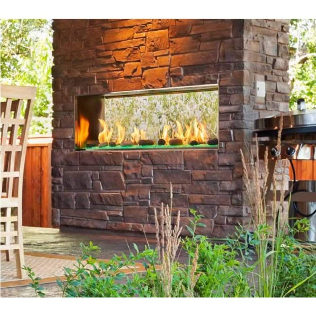 Majestic Lanai See-Through 48 Inch Linear Vent Free contemporary outdoor gas fireplace With IntelliFire Plus Ignition System