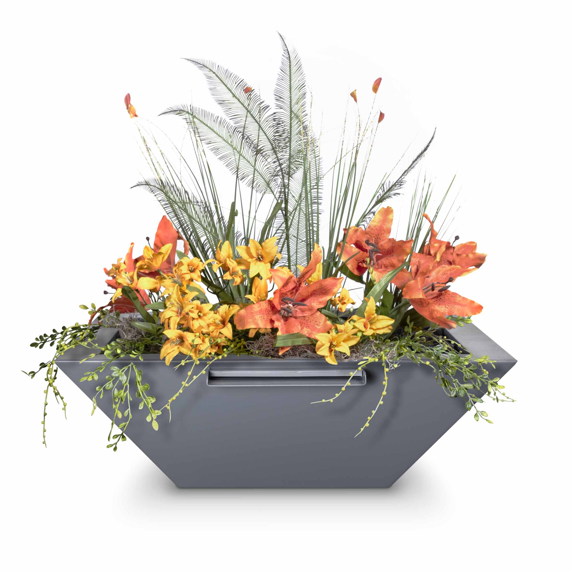 The Outdoor Plus - Maya Powder Coated Steel Square Planter & Water Bowl