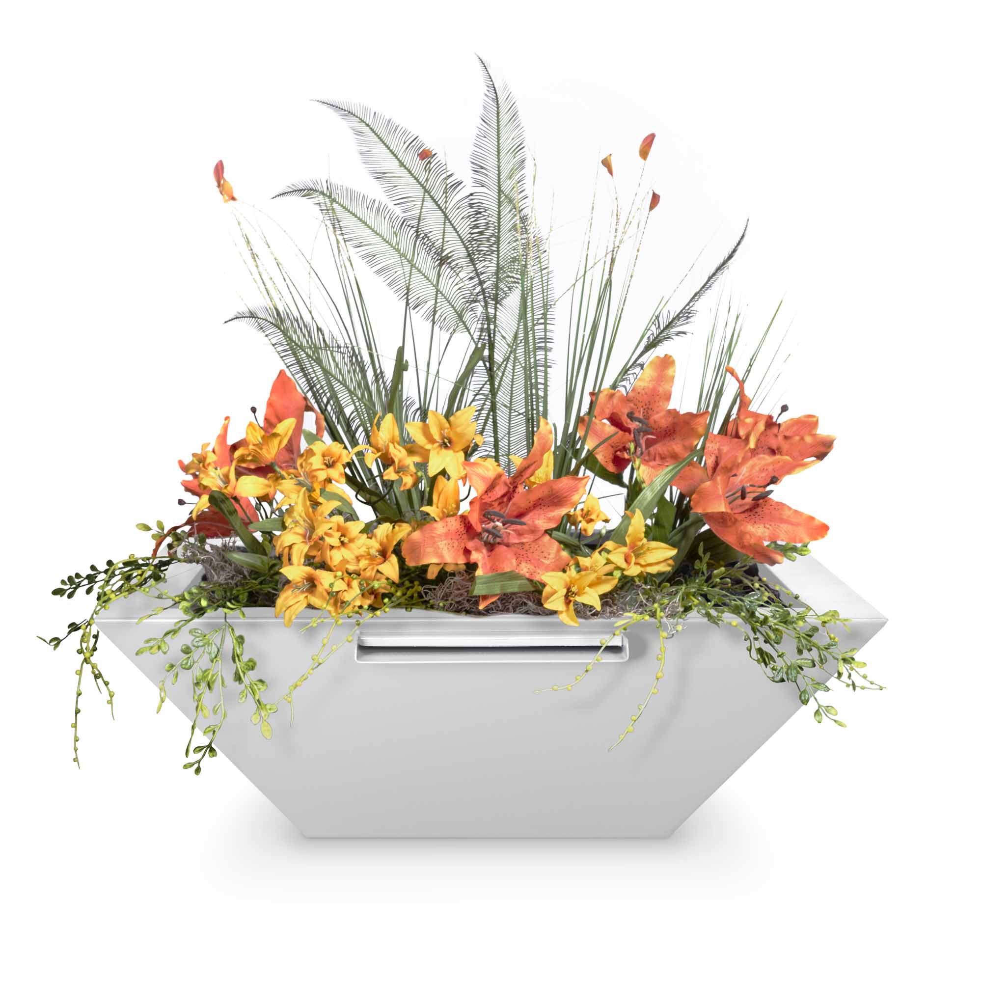 The Outdoor Plus - Maya Powder Coated Steel Square Planter & Water Bowl