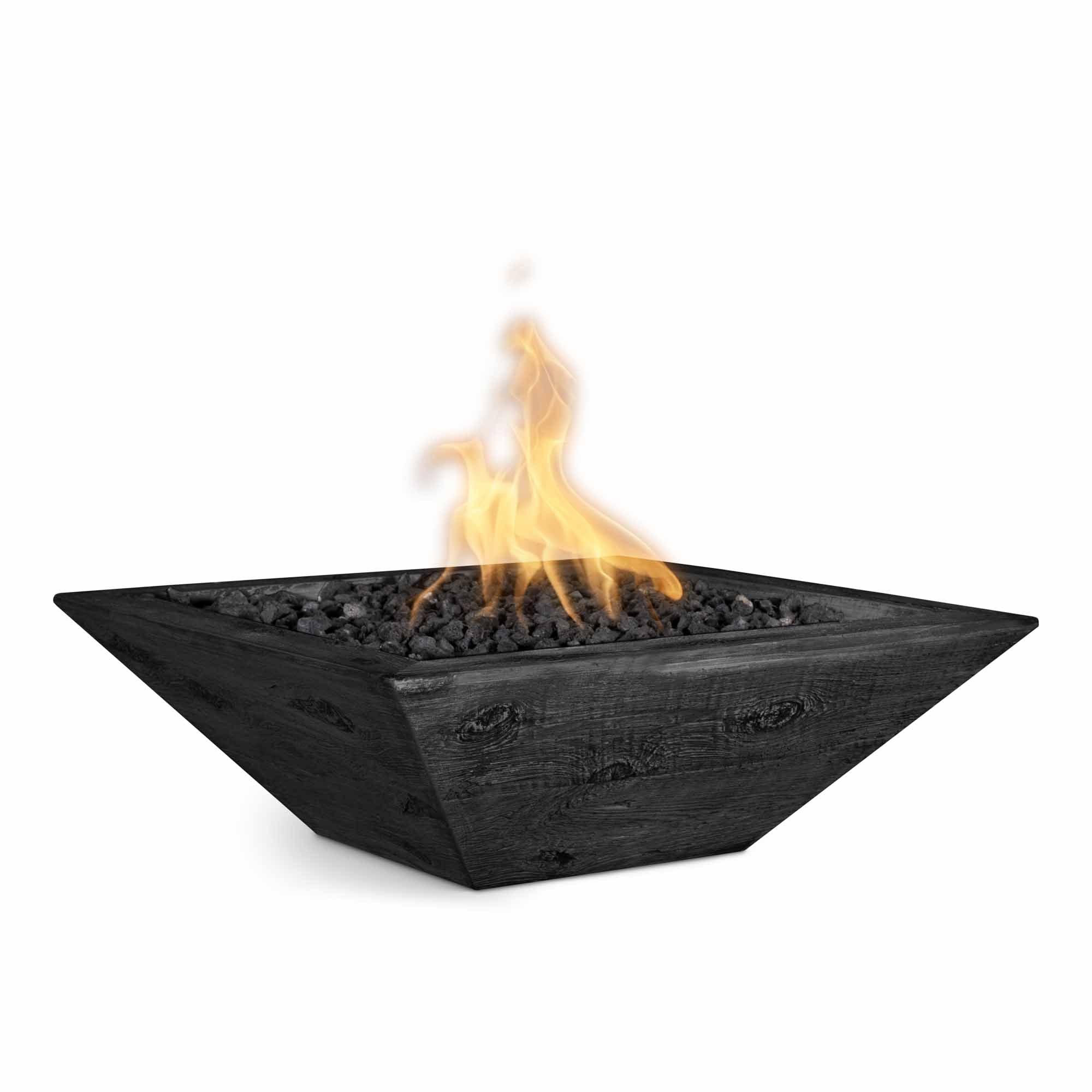 The Outdoor Plus - Maya GFRC Wood Grain Concrete Square Fire Bowl 30"