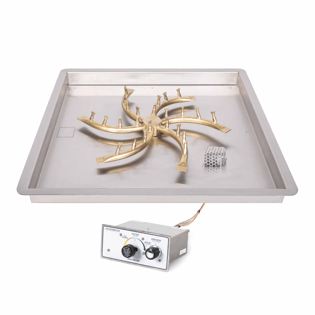 The Outdoor Plus - Square Drop-in Pan With Brass Triple 'S' Bullet Burner