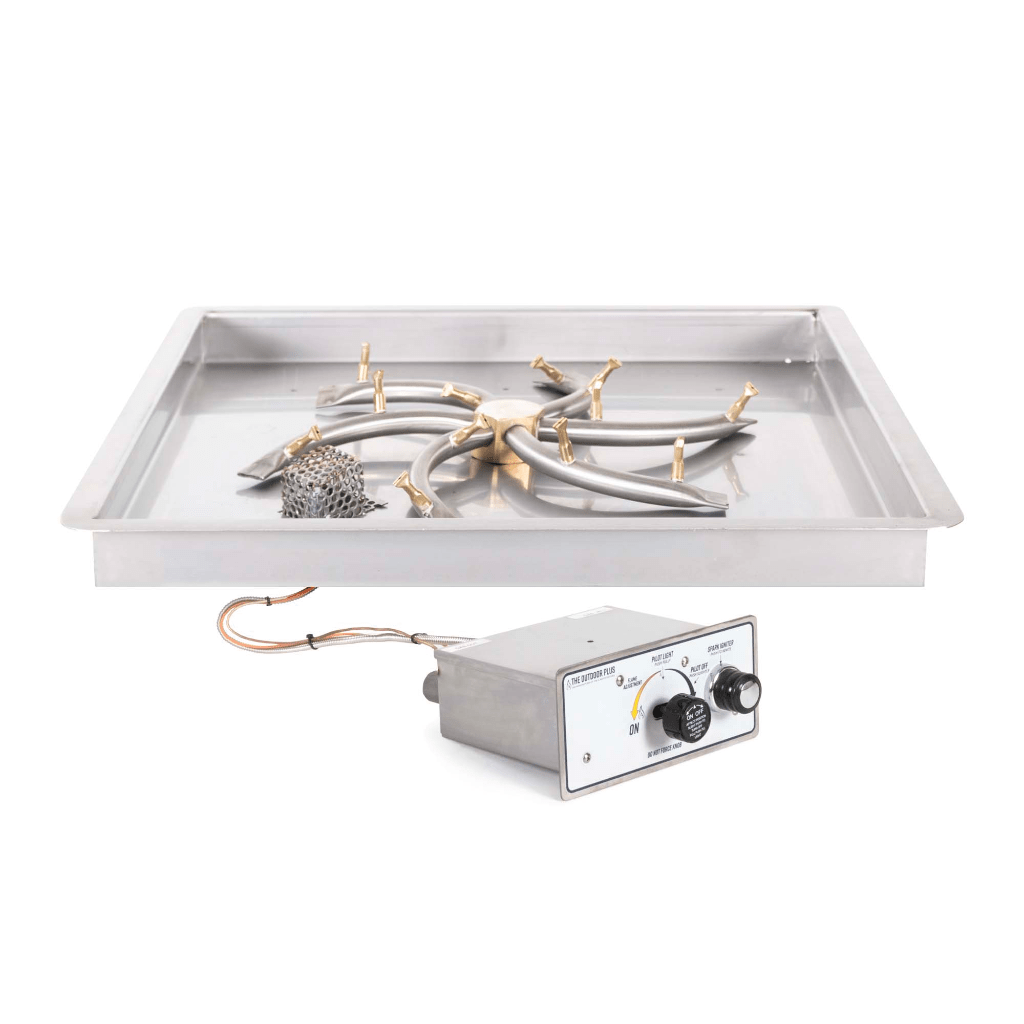 The Outdoor Plus - Square Drop-in Pan With Stainless Steel Triple 'S' Bullet Burner