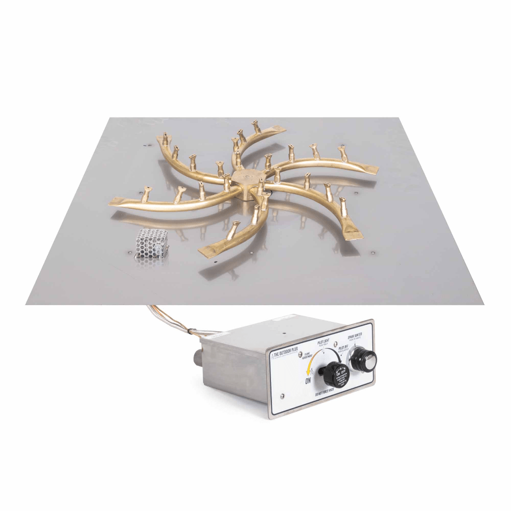 The Outdoor Plus - Square Flat Pan With Brass Triple 'S' Bullet Burner