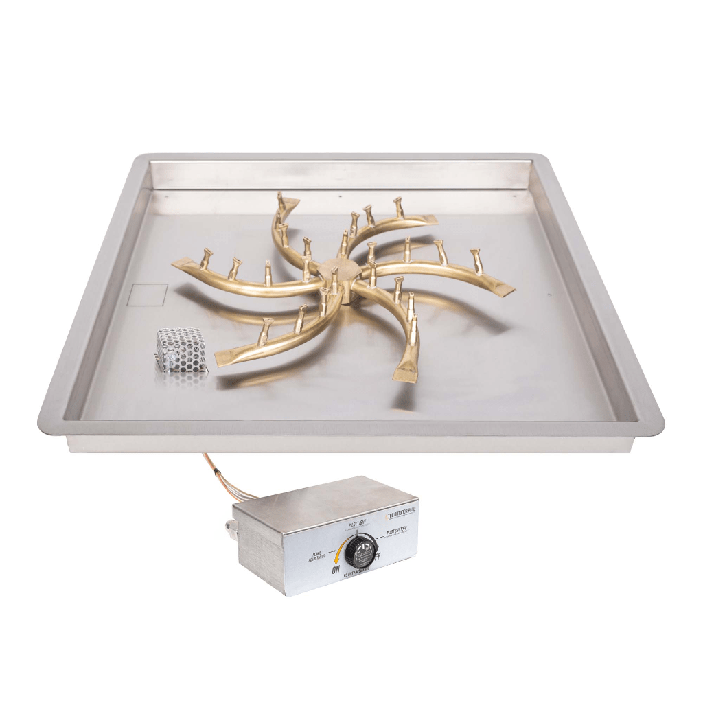 The Outdoor Plus - Square Drop-in Pan With Brass Triple 'S' Bullet Burner