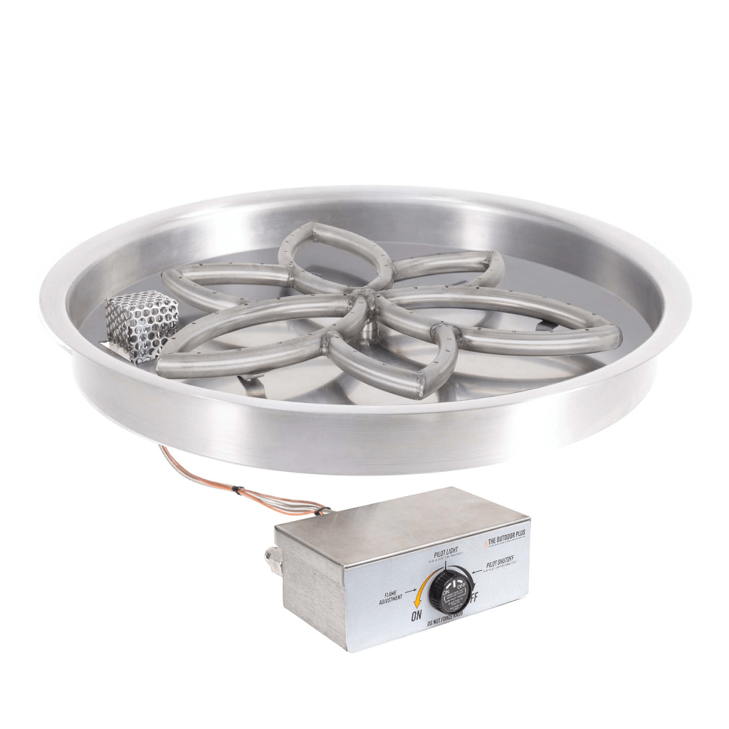 The Outdoor Plus - Round Drop-in Pan With Stainless Steel Lotus Burner