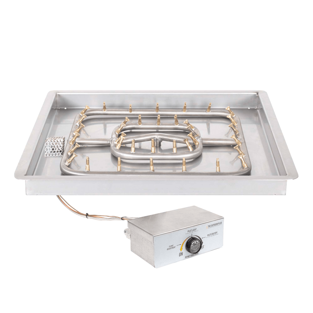 The Outdoor Plus - Square Drop-in Pan With Stainless Steel Square Bullet Burner