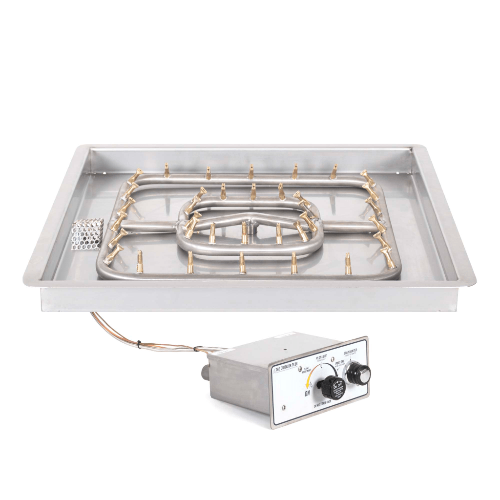 The Outdoor Plus - Square Drop-in Pan With Stainless Steel Square Bullet Burner