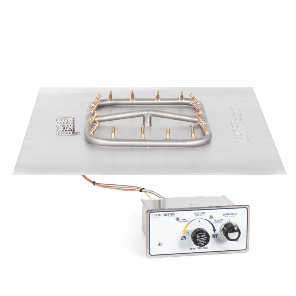 The Outdoor Plus - Square Flat Pan With Stainless Steel Square Bullet Burner