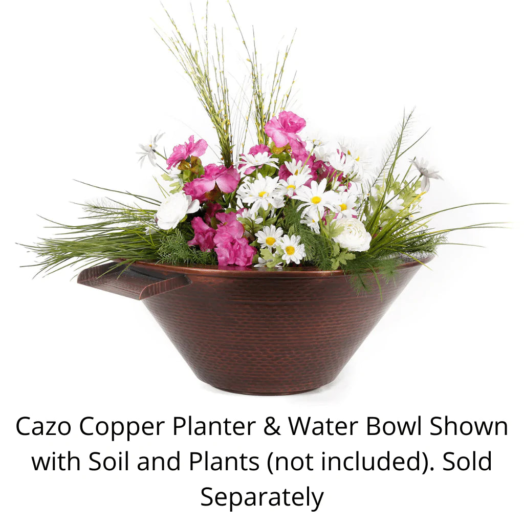 The Outdoor Plus - Cazo Hammered Copper Round Planter & Water Bowl