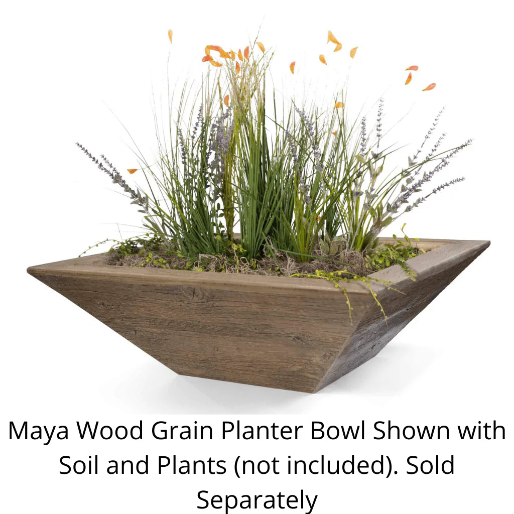 The Outdoor Plus - Maya GFRC Wood Grain Concrete Square Planter Bowl