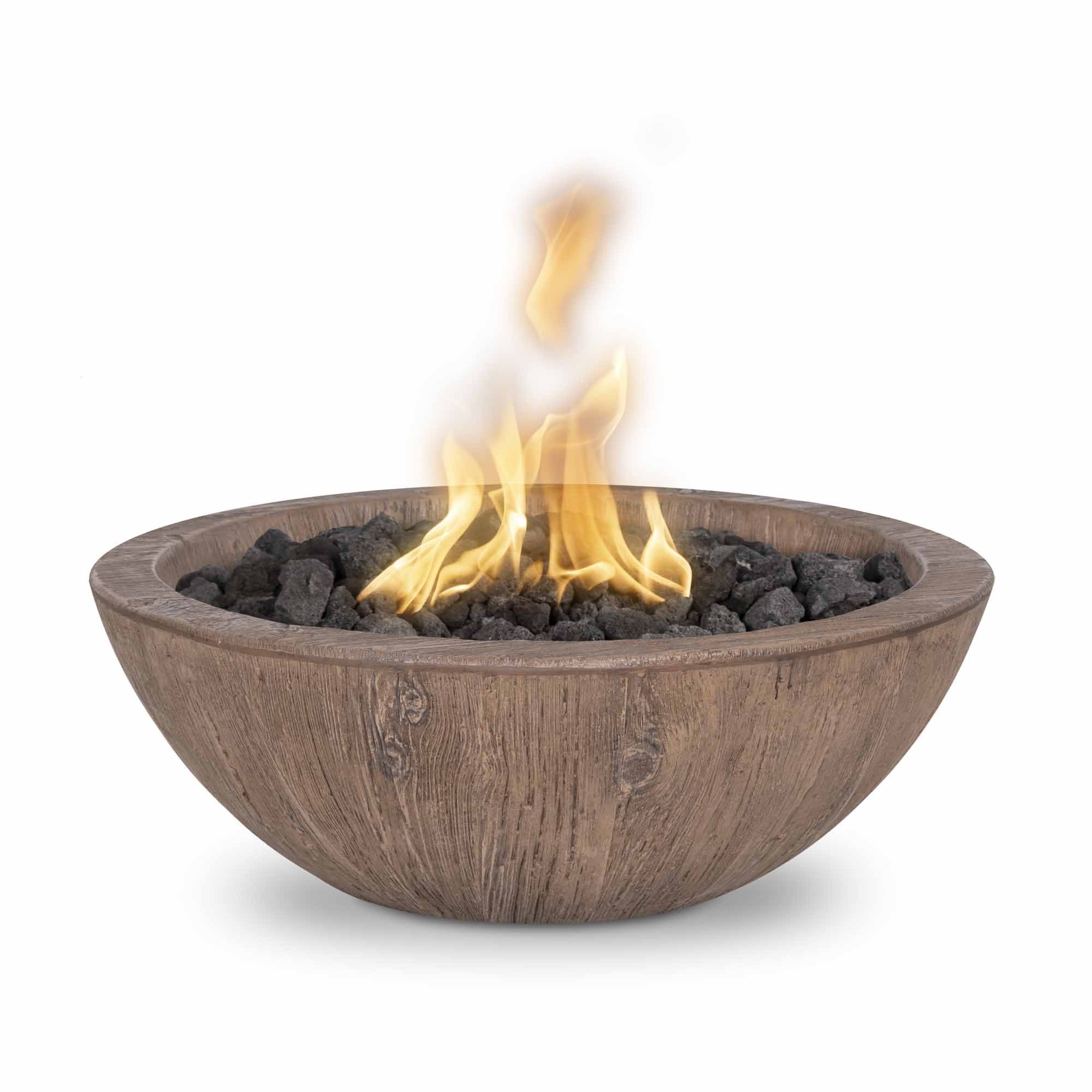 The Outdoor Plus - Sedona GFRC Wood Grain Concrete Round Fire Bowl 27"