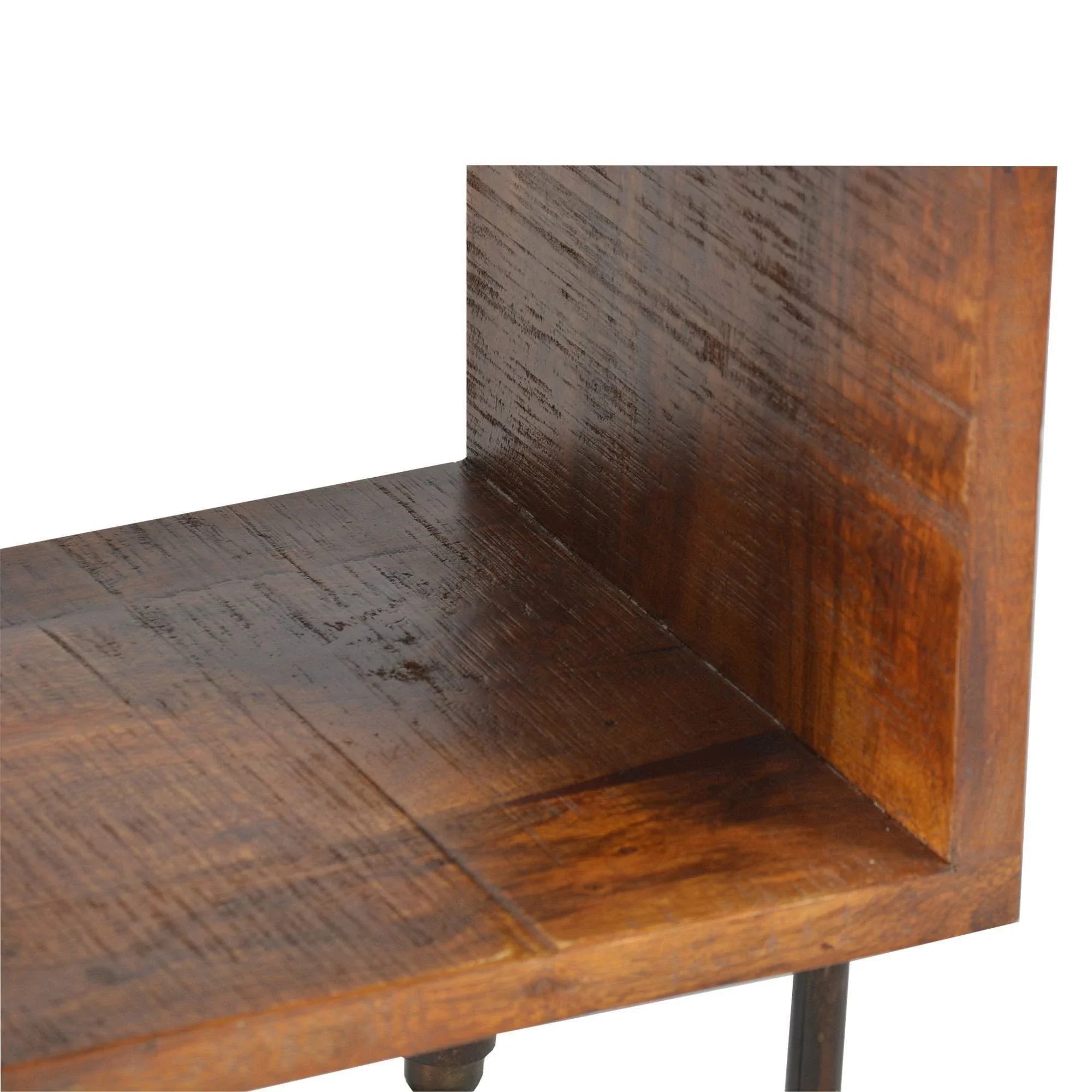 22 Inch Industrial Style Cube Shape Wooden Nightstand With Rough Sawn Texture, Brown - UPT-204786