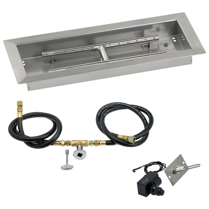 American Fireglass 18" x 6" Rectangular Drop-In Pan with Spark Ignition Kit - Propane