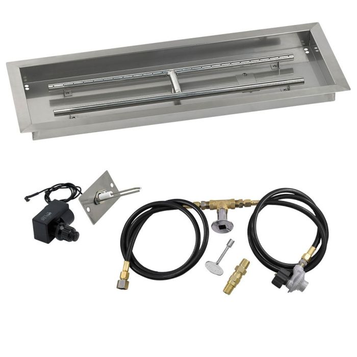 American Fireglass 30" x 10" Rectangular Drop-In Pan with Spark Ignition Kit - Propane