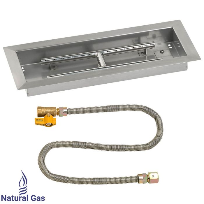 American Fireglass 18" x 6" Rectangular Drop-In Pan with Match Light Kit - Natural Gas