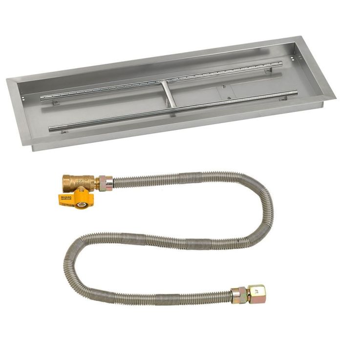 American Fireglass 36" x 12" Rectangular Drop-In Pan with Match Light Kit - Natural Gas