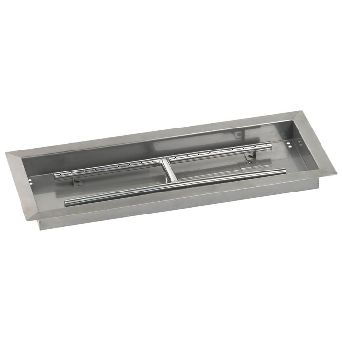 American Fireglass 24" x 8" Rectangular Drop-In Pan with Match Light Kit - Propane