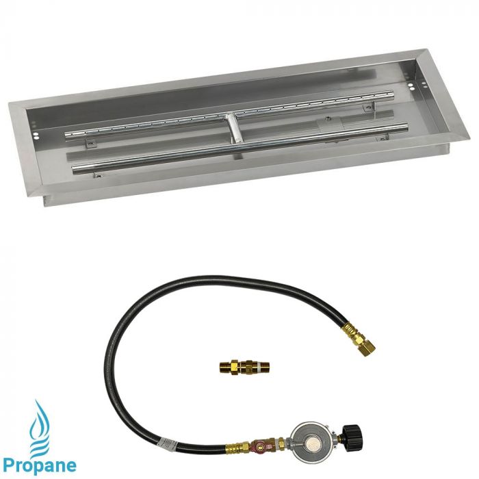 American Fire Glass 30" x 10" Rectangular Drop-In Pan with Match Light Kit - Propane