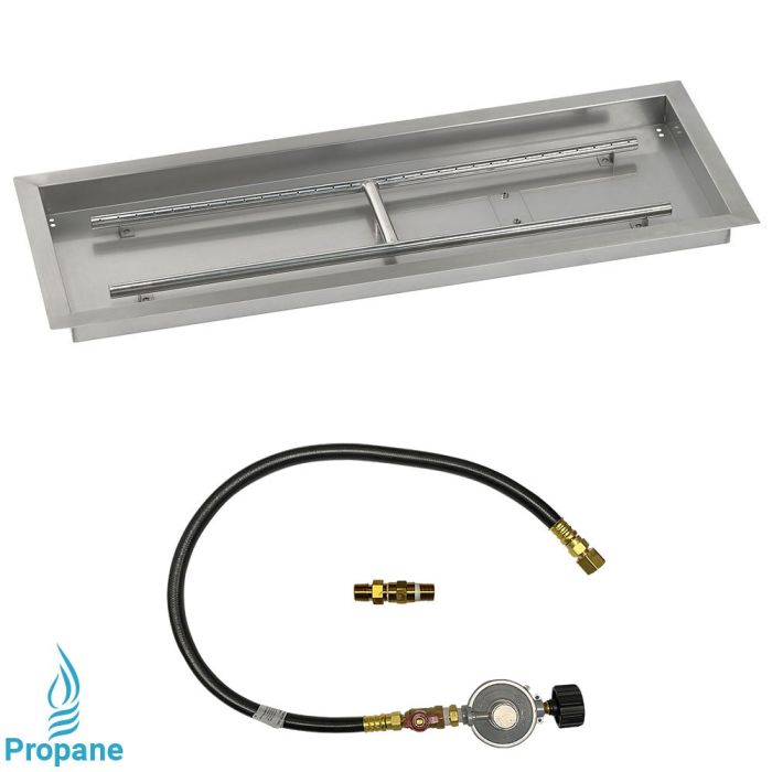 American Fireglass 36" x 12" Rectangular Drop-In Pan with Match Light Kit - Propane