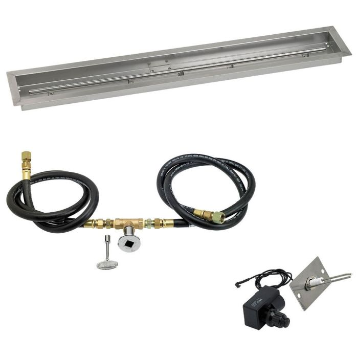 American Fire Glass 48"x 6" Linear Channel Drop-In Pan with Spark Ignition Kit - Natural Gas