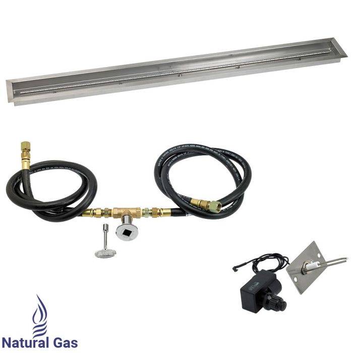 American Fire Glass 72"x 6" Linear Channel Drop-In Pan with Spark Ignition Kit - Natural Gas