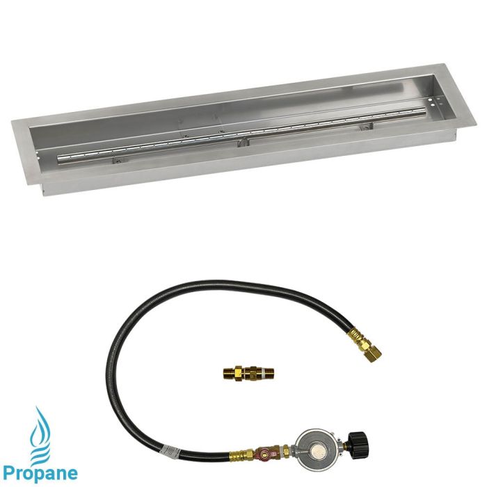 American Fireglass 30"x 6" Linear Drop-In Pan with Match Light Kit - Propane