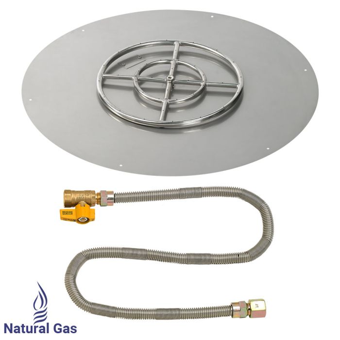 American Fireglass 30" Round Flat Pan with Match Light Kit (18" Ring) - Natural Gas