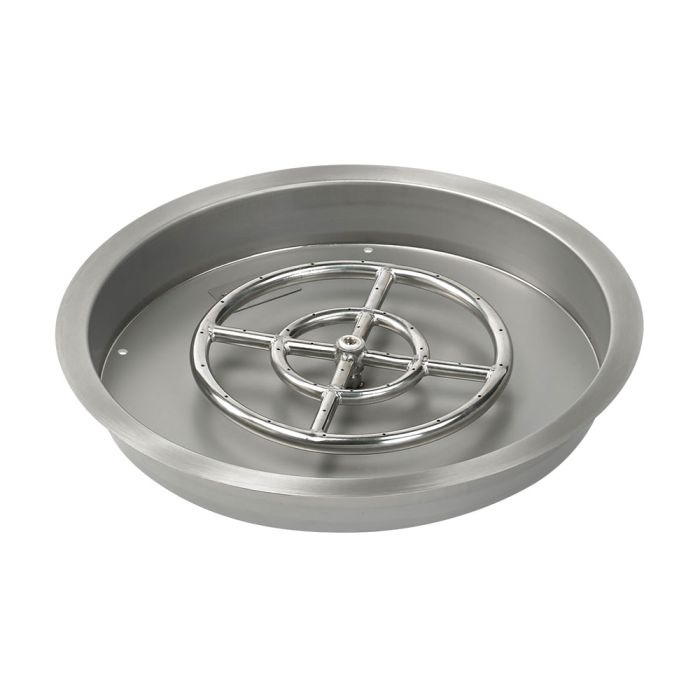 American Fireglass 19" Round Drop-In Pan with Match Light Kit (12" Fire Pit Ring) - Natural Gas