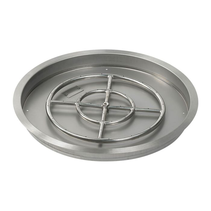 American Fireglass 25" Round Drop-In Pan with Match Light Kit (18" Fire Pit Ring) - Natural Gas